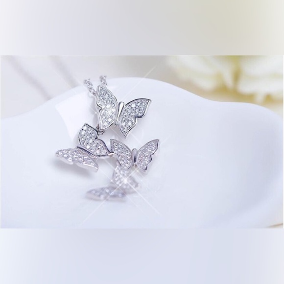 Pave Butterfly Necklace - Picture 3 of 4